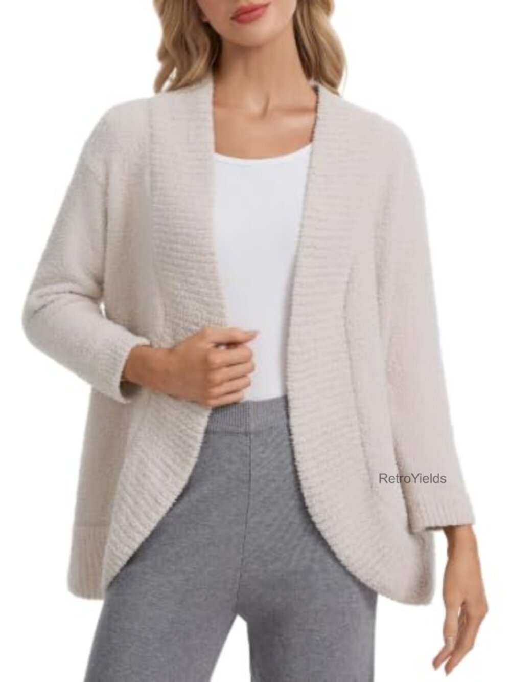 Fuzzy Oversized Cardigan Sweater with Pockets Lightweight Cozy Lounge
